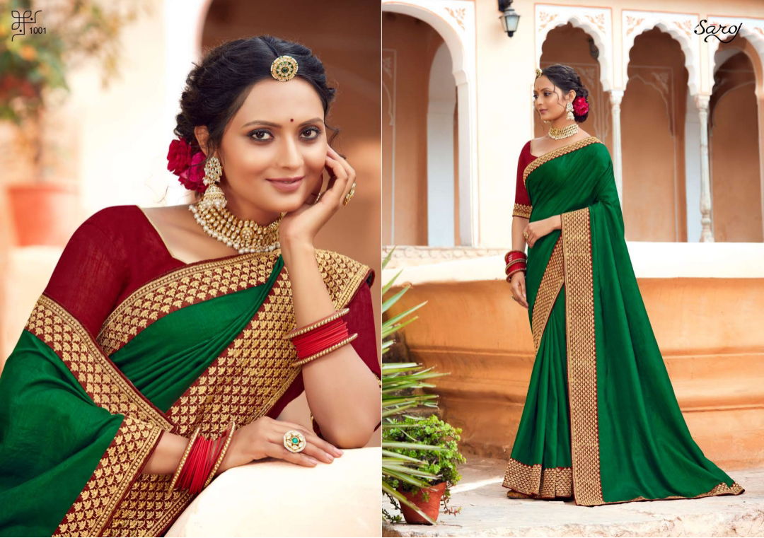 Saroj Trinetra Ocassion Festive Wear Vichitra Silk Designer Latest Saree Collection